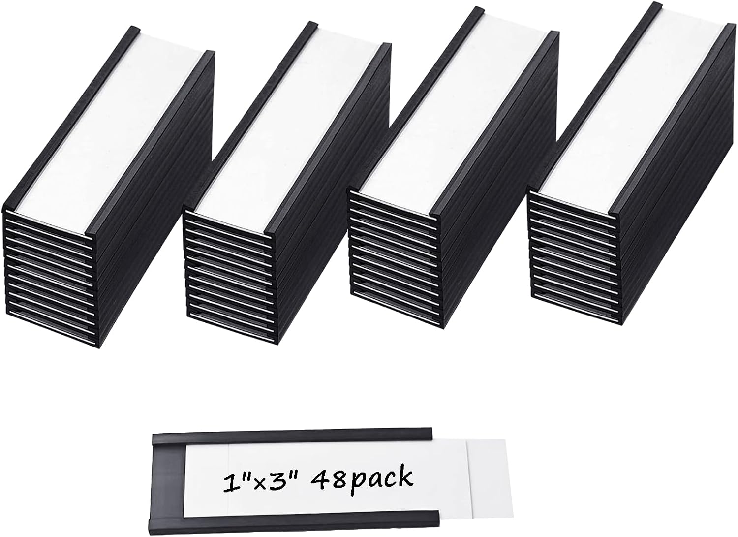 24 Pack 2" × 8" C Channel Magnetic Label Holders for Metal Racks Shelves Tool Box Drawers Magnetic File Cabinet Labels