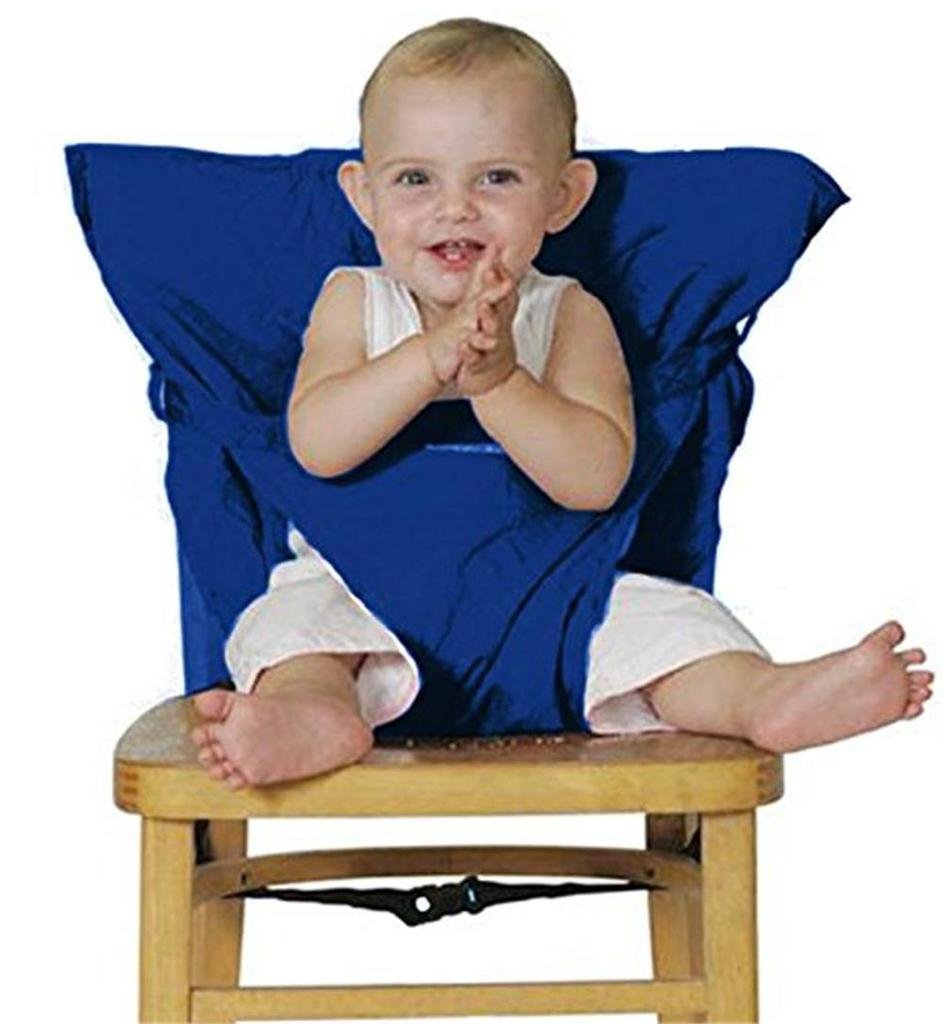Monvecle Washable Chair Harness Infant Baby Portable Travel Highchair Safety Seat Cover Navy Blue