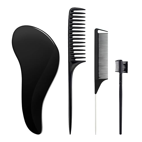Wet Brush Cepillo desenredante  Cepillo de pelo rizado para mujer 4 piezas negro apto para húmedo o seco para todo tipo de cabello