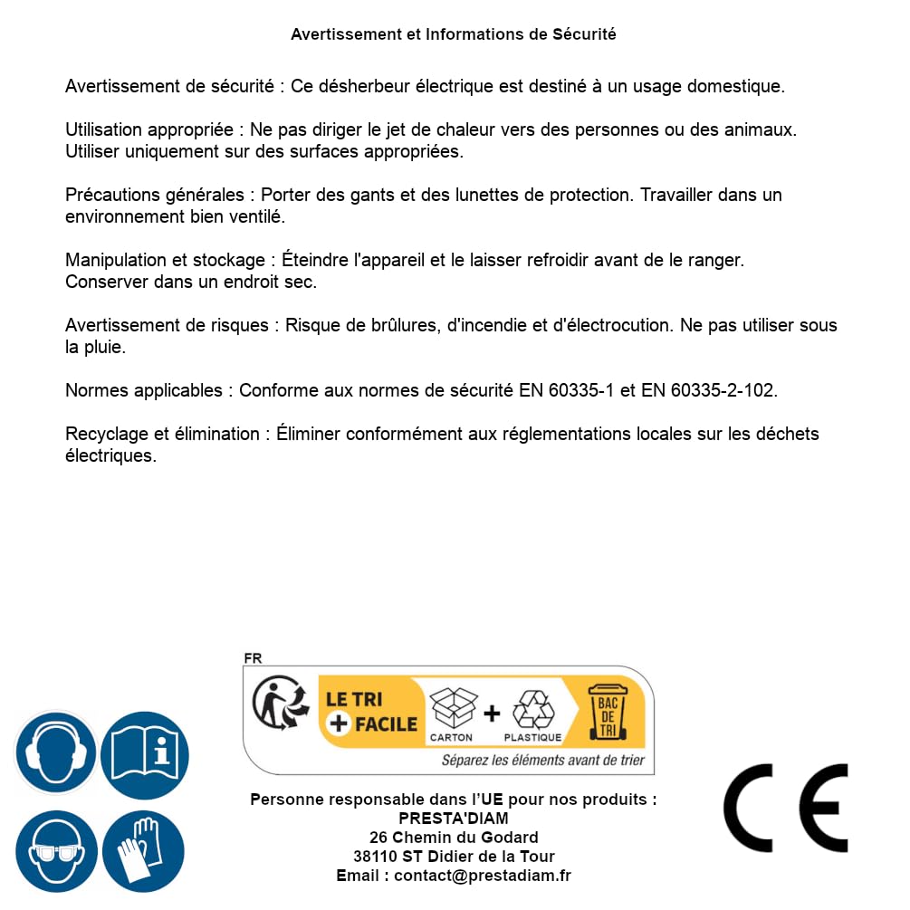 Diserbo elettrico 600° 2000W - 1,285 kg - Efficace e pratico - Performante - D-Work