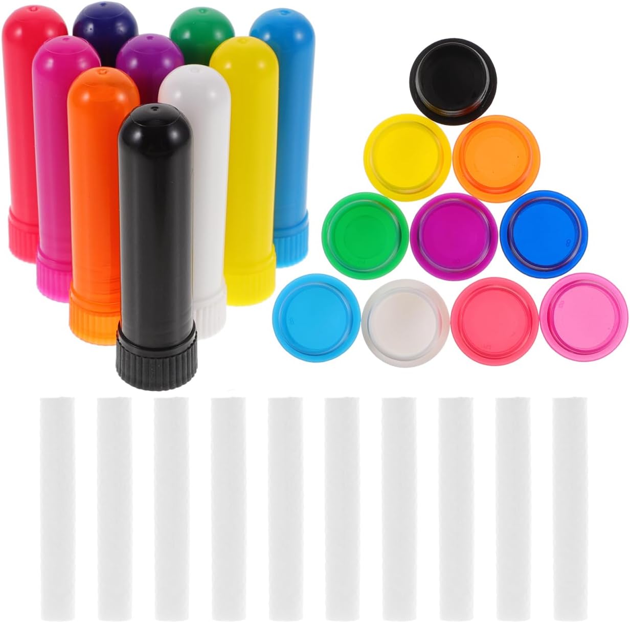 Housoutil 10pcs Plastic Essential Oil Bottles Unscented Wick Empty Tube Empty Inhalation Tube Nose Tube Aroma Stick Aromatic