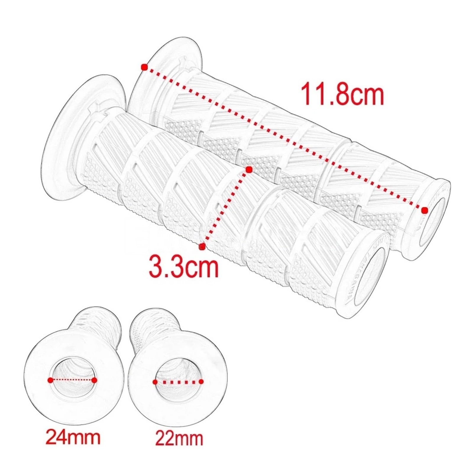 Poignées de moto universelles 22 mm 24 mm en caoutchouc pour motocross, scooter hors route