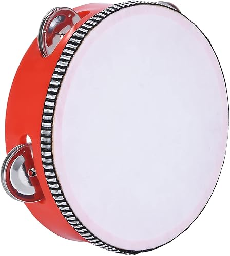 Dreokee Panderetas para adultos 6 pulgadas de plástico de mano tamborine con jingles de metal de abedul instrumentos musicales de percusión de una