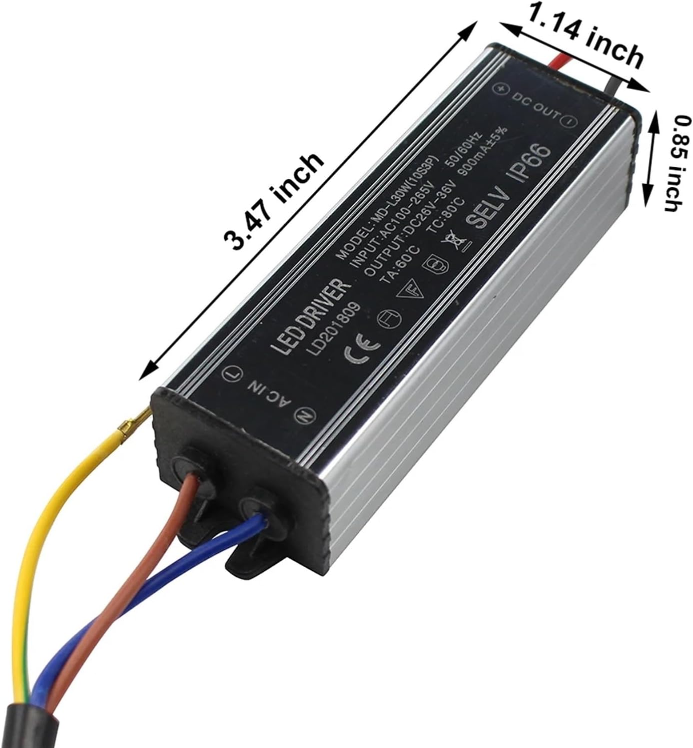Aluminum IP66 30W LED Driver 900mA Constant Current DC 26-36V AC 100-265V Power Lighting Transformer Driver Ballast