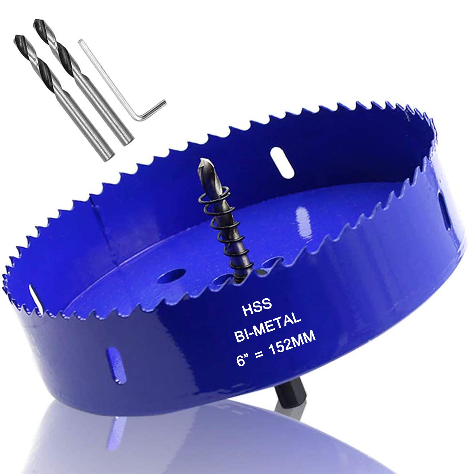 Luomorgo Otwornica 152 mm, 1 1/4 cala, głębokość cięcia HSS bimetal frez do otworów z łbem sześciokątnym adapter wiertła do płyt drewnianych, plastikowe płyty gipsowo-kartonowe