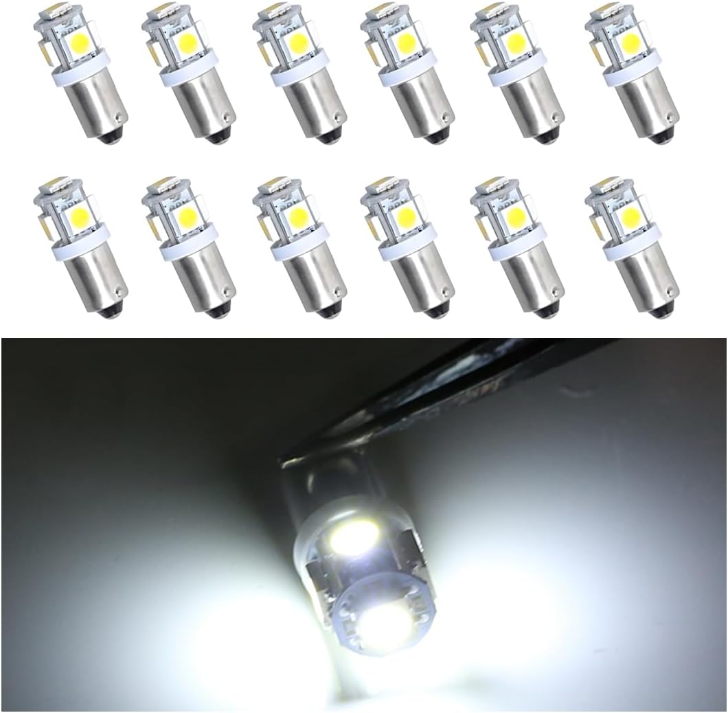 zipelo12PCS BA9 BA9S 53 57 1895 64111 LED Car Light Bulb, Ultra Bright Automotive License Plate Side Door Courtesy Interior Dome Map Light, Vehicle Interior Decor Universal for SUV Truck RV