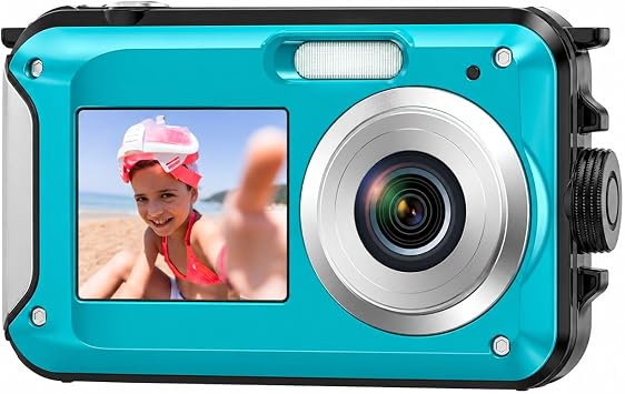 4K Underwater Camera 16FT Waterproof 64MP Dual-Screen with 32GB Card
