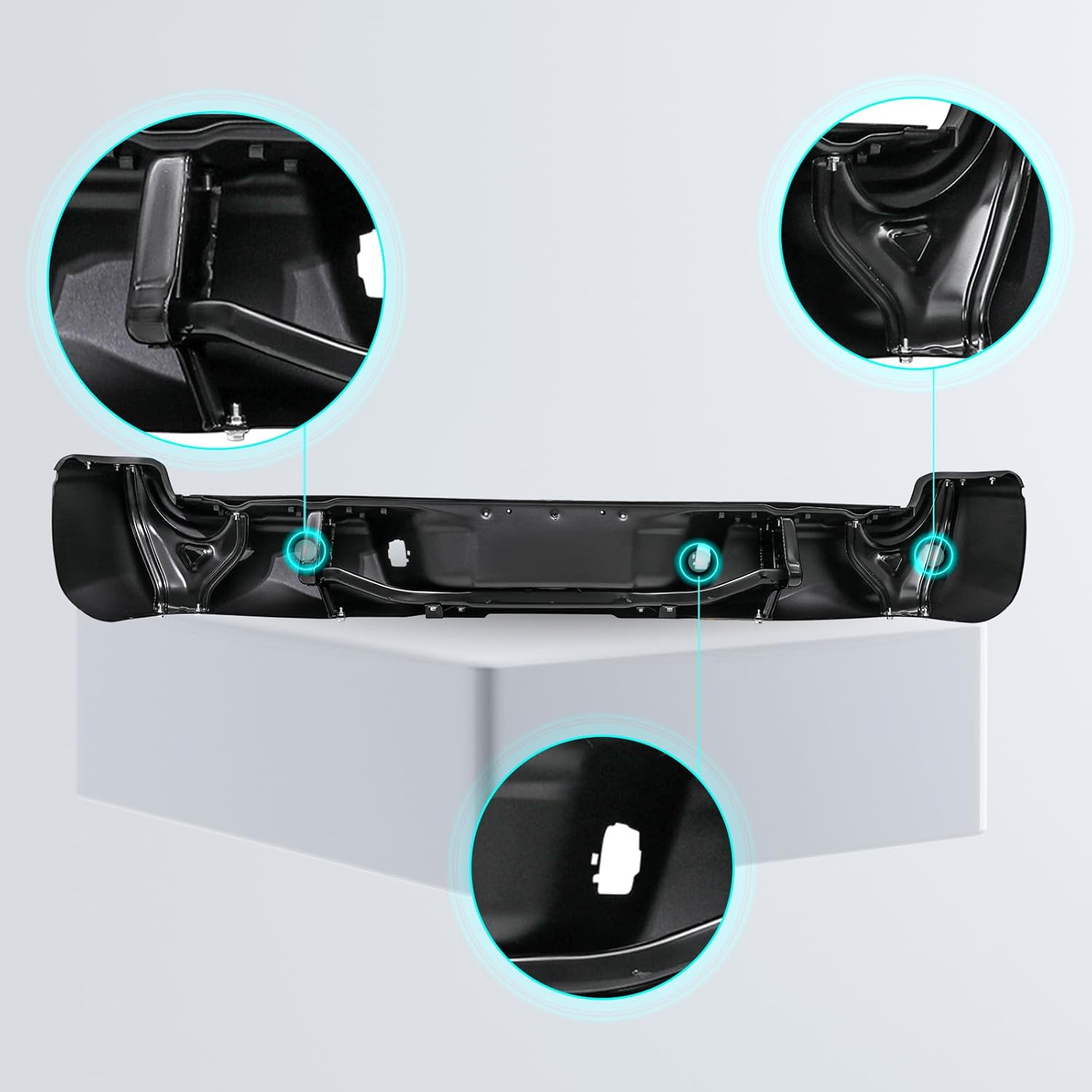 TUSDAR One Piece Rear Bumper Assembly Fits for 2005-2015 Toyota Tacoma 2nd Gen Back Step Bumper with Pads Brackets and License Plate Lights Chrome TO1103113