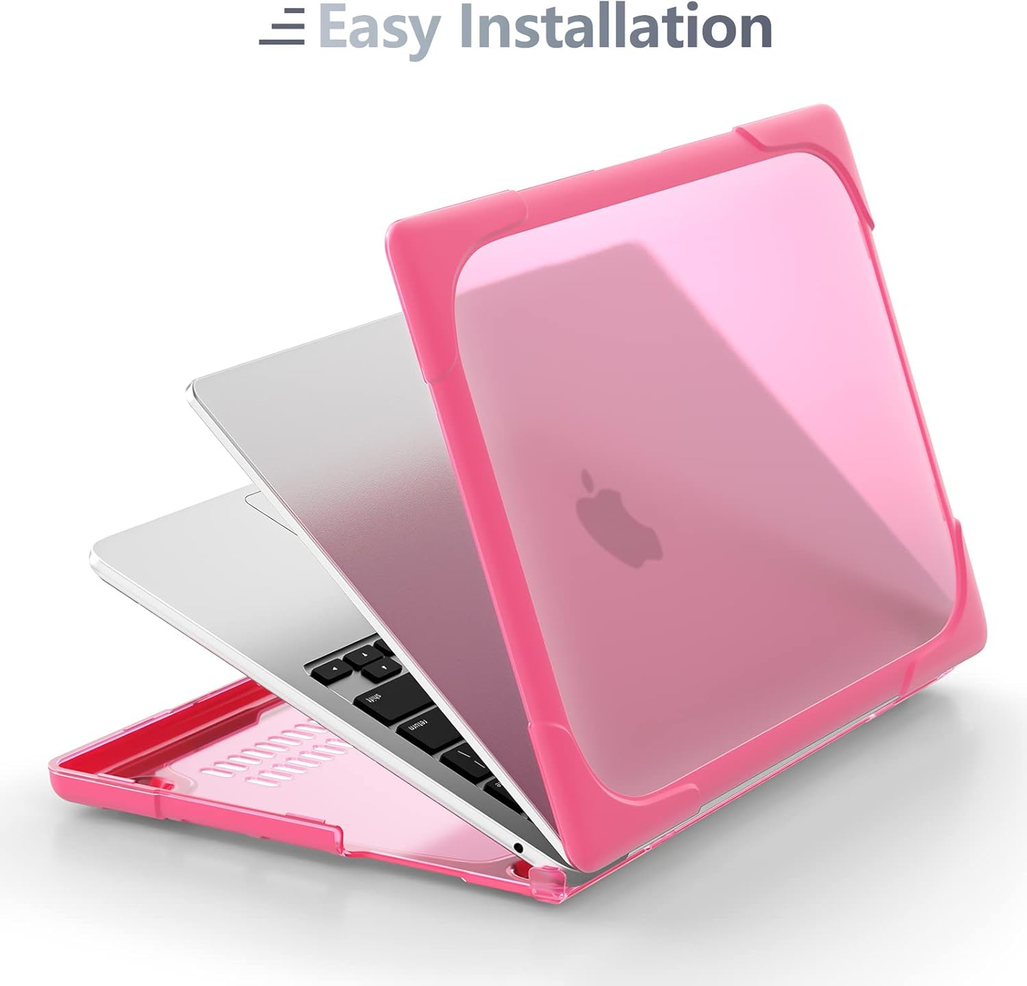 Batianda Heavy Duty Case for MacBook Air 15 inch 2026 M5 2025 M4 2024 2023 Release Model A3448/A3241/A3114/A2941, Ergonomic Foldable Kickstand (Holds 22lbs) Matte Translucent Shockproof Cover, Pink