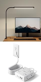SUPERDANNY Eye-Caring LED Desk Lamp+10Ft Extension Cord with Multiple Outlets