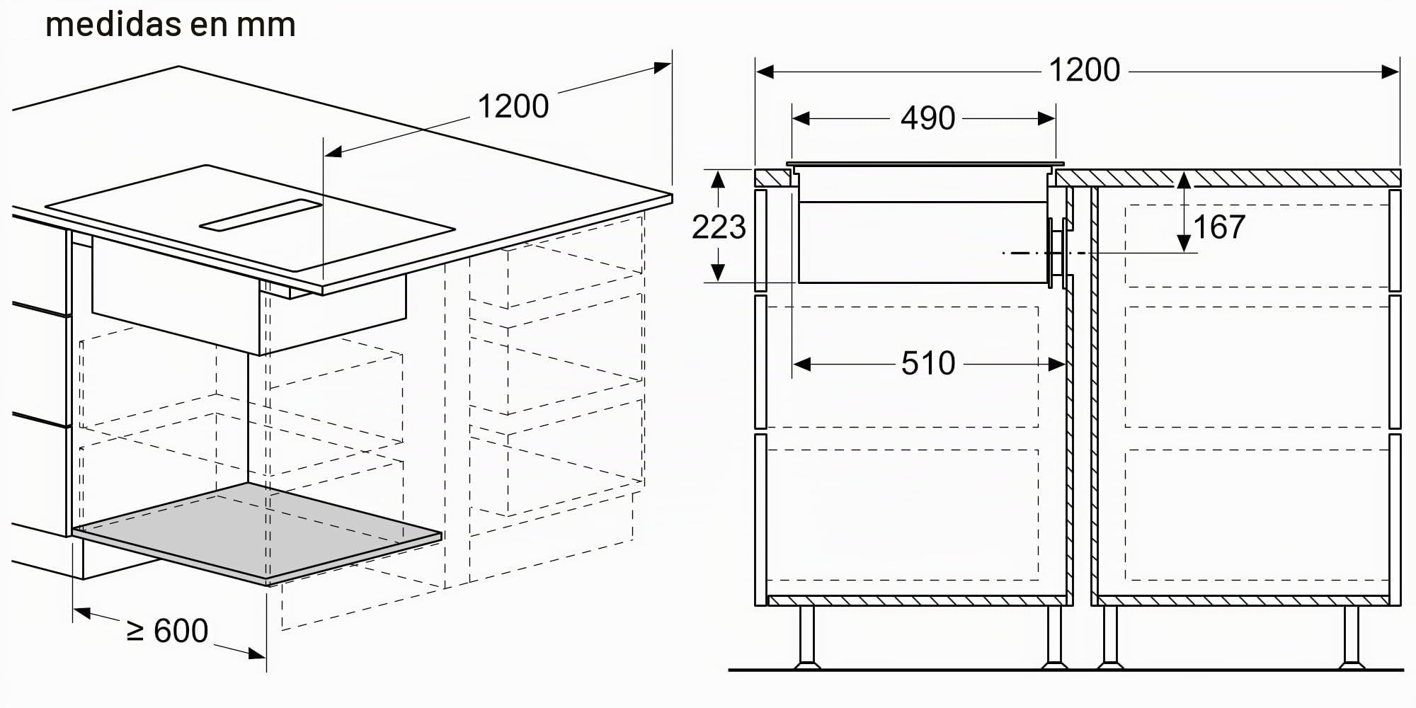 NEFF V58NBS1L0 N 50 - Placa de inducción con extractor integrado de 80 cm, extremadamente silencioso, sin marco, control táctil, inducción Combi, filtro de grasa fácil de limpiar, nivel de potencia