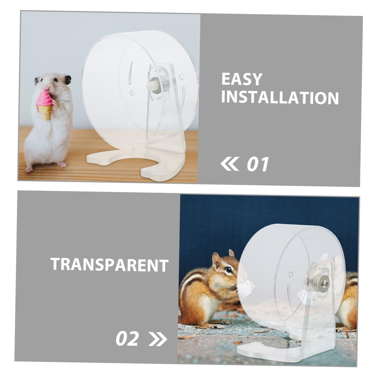 Abaodam Rueda para Hámster Transparente con Soporte Silenciosa para Ejercicio Saludable Superficie Amplia y Resistente para Gerbil y Chinchilla Jaulas Pequeñas