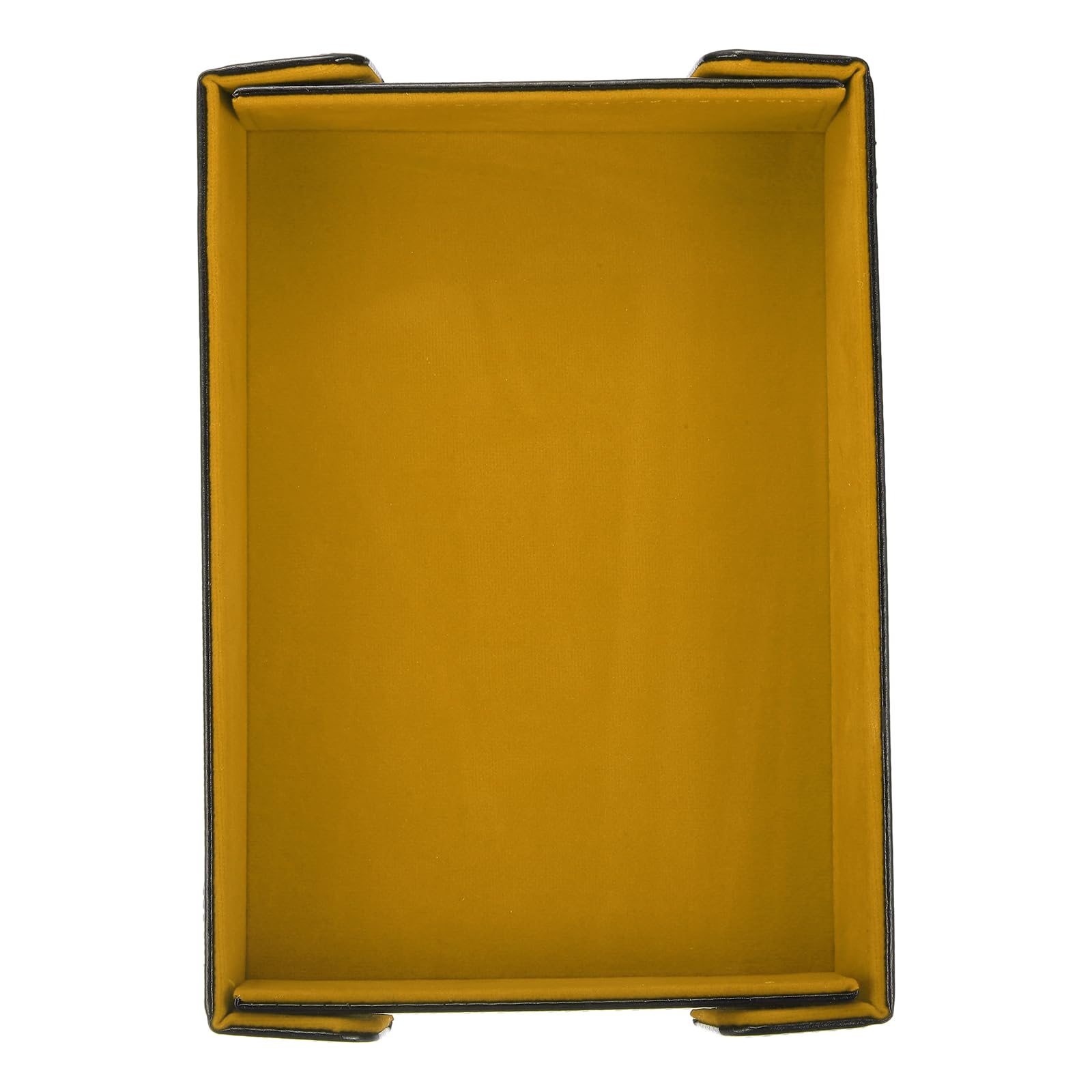 sourcing map Dice Tray PU Leather Felt Lining Mat Magnetic Folding Dice Rolling Tray Holder Rectangle Storage Box Perfect for DND Table Games & Entryway & Nightstand Organizer (Yellow)