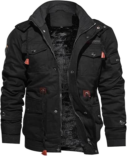 TACVASEN Men's Winter Jacket Cotton Military Jackets Fleece Lined Thick