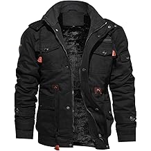 Men's Winter Jacket Cotton Military Jackets Fleece Lined Thick Work Warm Cargo Coats with Hooded