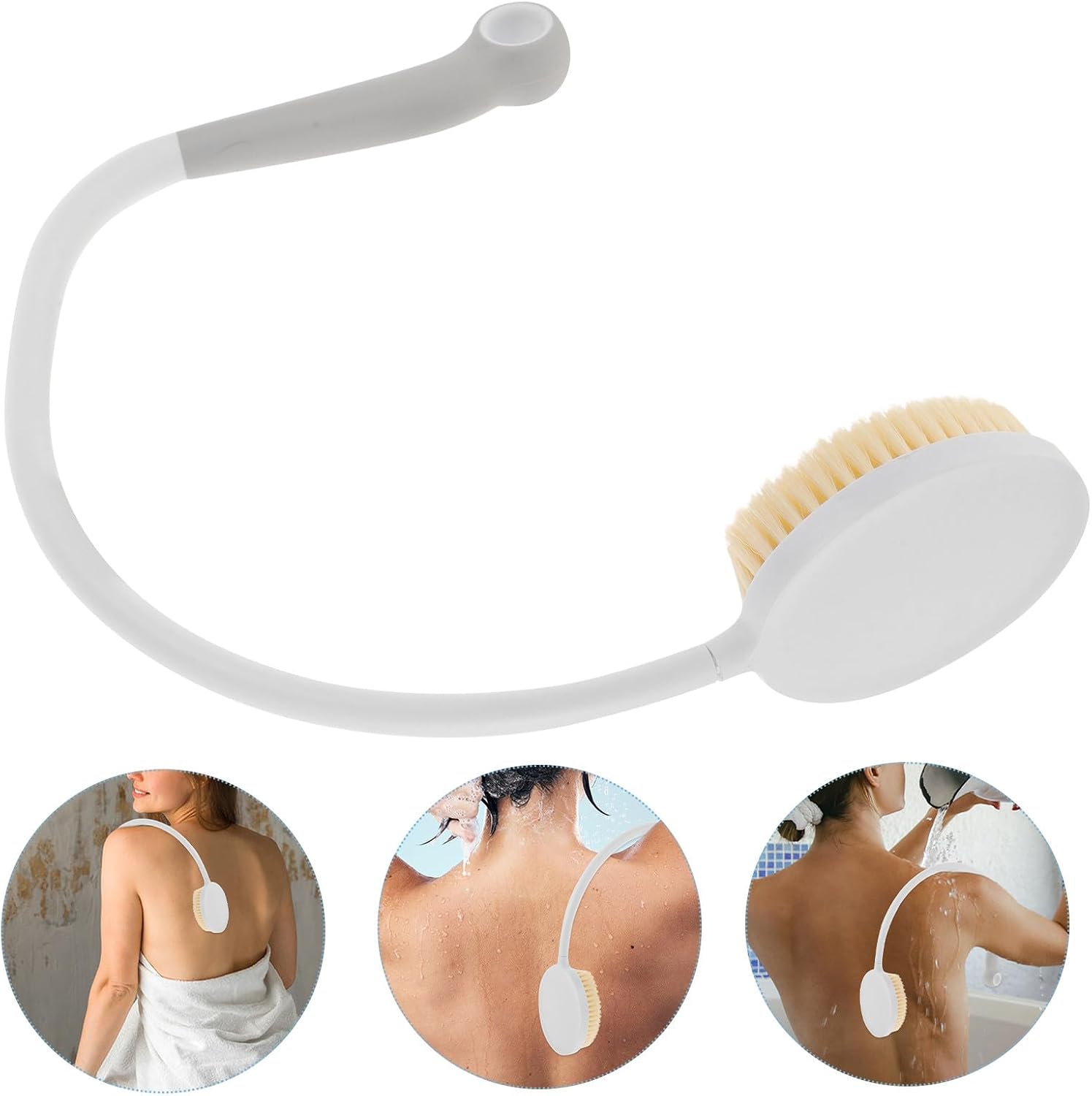 Back Scrubber Long Handle Shower Brush for Elderly Disabled Pregnant Women, Bend Handle Body Bath Brush with U-Shaped Grip for Back Exfoliating and Cleaning