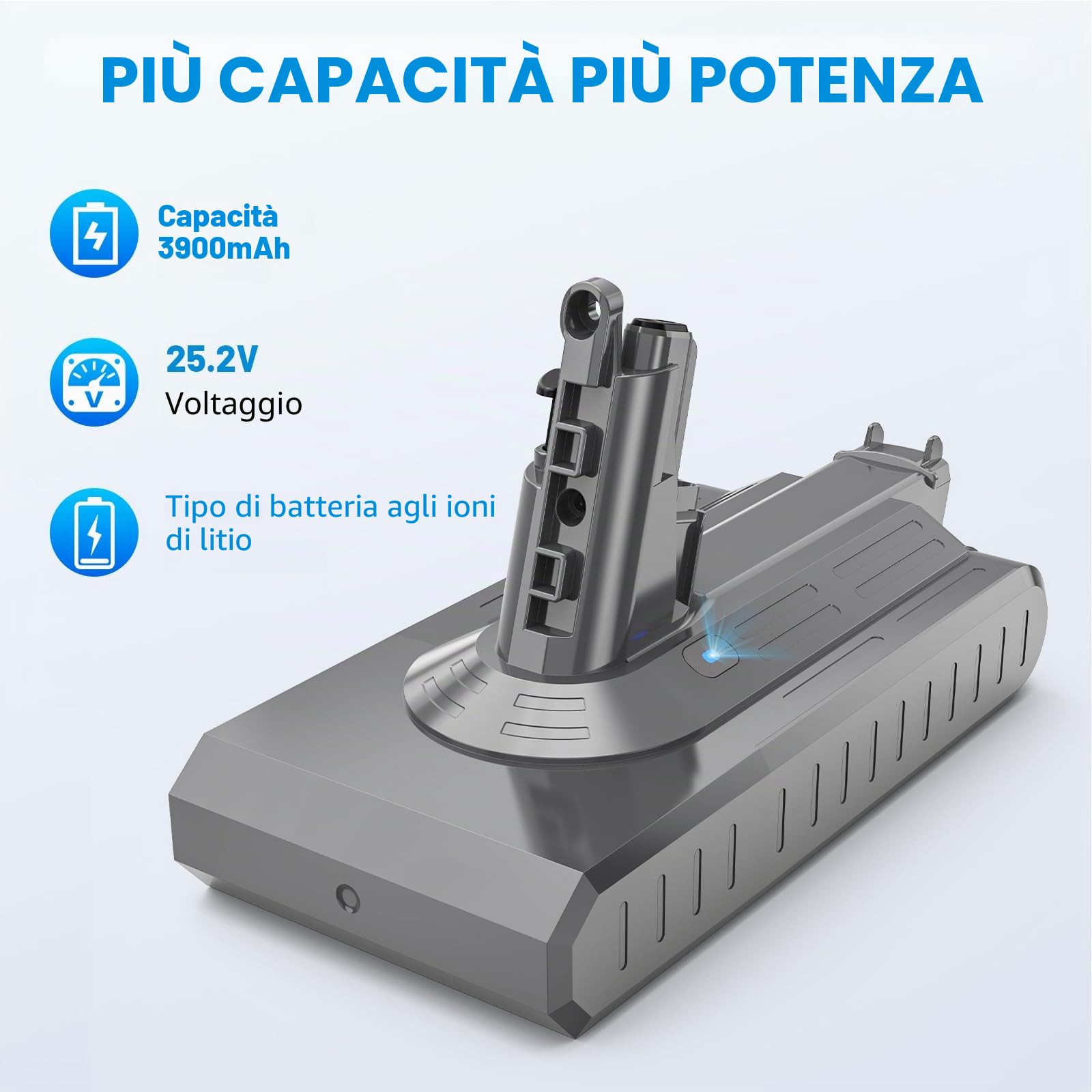 ASUNCELL Batteria da 3900 mAh V11 per Dyson (tipo vite), batteria di ricambio da 25,2 V, per Dyson SV14 Absolute Complete Fluffy senza fili (con filtro, spazzola e viti)