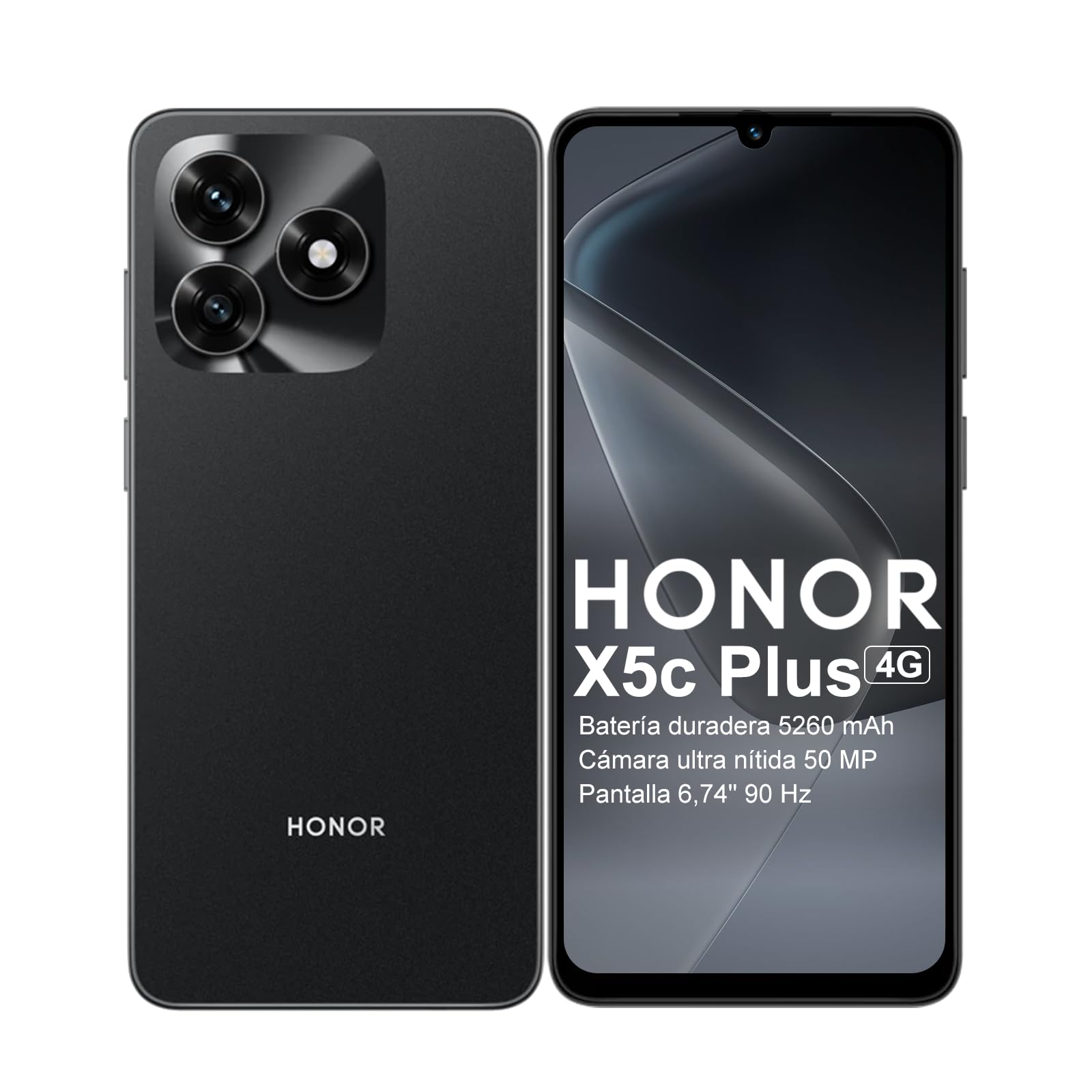 HONOR X5c Plus Smartphone, Pantalla Brillante de 6,74 Pulgadas 90Hz, Batería de Larga Duración 5130 mAh, 256GB, Cámara Doble 50 MP Ultraclara, Procesador de 8 Núcleos, Dual SIM, Android 15