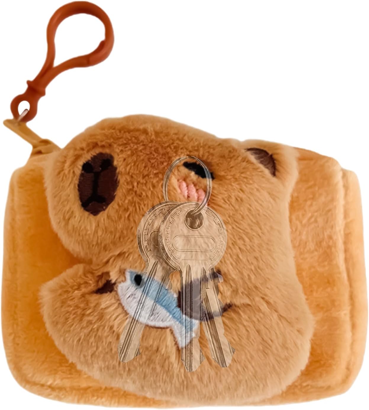 Capybara Plush Purse - Cute Funny Capybara Soft Plush Purse,Adorable Stuffed Animals, Stylish Small Coin Bag Keychain Key Ring CHolder, Ecarphone Cord Storage Christmas Stocking