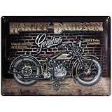 Impresión de Alta Calidad Nostalgic-Art Harley Davidson Brick Wall Placa Decorativa, Metal, Ocres, 30 x 40 cm
