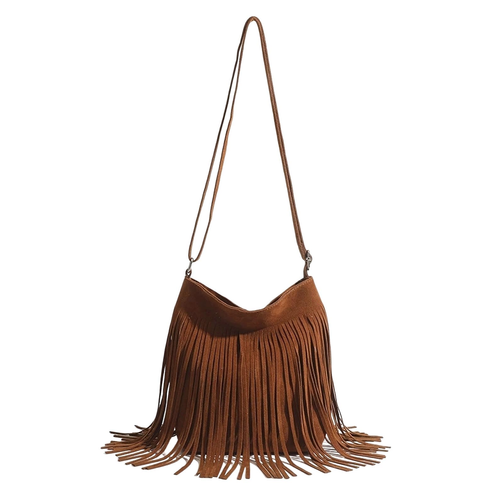 Borsa a Tracolla con Frange Stile Western per Donna Tote Bag Boho Con Nappe Hobo Borsa a Spalla