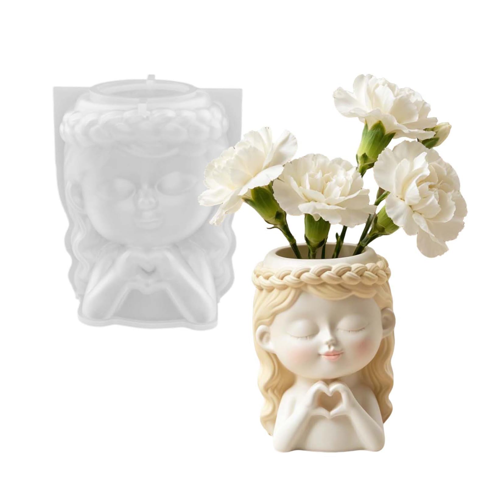 APGLSXY Gesture Girl Silicone Molds Food Grade Silicone for Epoxy Resin Vase Decorative Planter Pen Holder Unique Gift Elastomer Cast