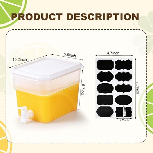 Miniatura 2 de Mumufy 2 dispensadores de bebidas de 1.32 galones para fiestas con grifo dispensador de bebidas de plástico para refrigerador, contenedor de