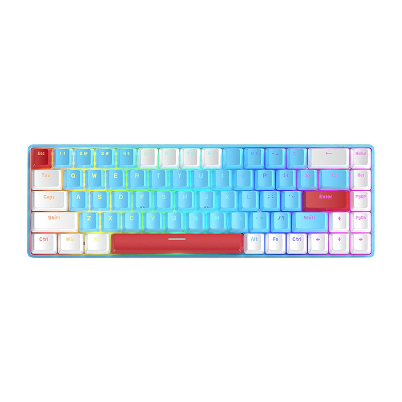 Teclado mecánico 60%, Teclado con Cable retroiluminado RGB, Compacto de 68 | teclas para laptop, escritorio, PC, teclas programables para escribir, oficina, estudio, 12.28 x 4.06 x 1.54 pulgadas