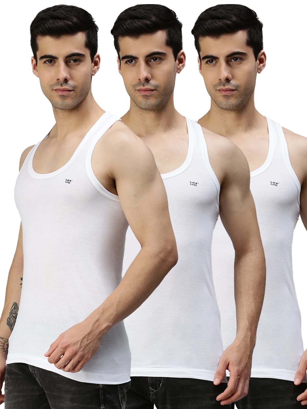 Men's Cotton Modern Fit Vest (Pack of 3)