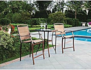 3 PC HIGH TOP BISTRO TABLE CHAIRS SET ~ SLINGBACK MATERIAL COMFORTABLE