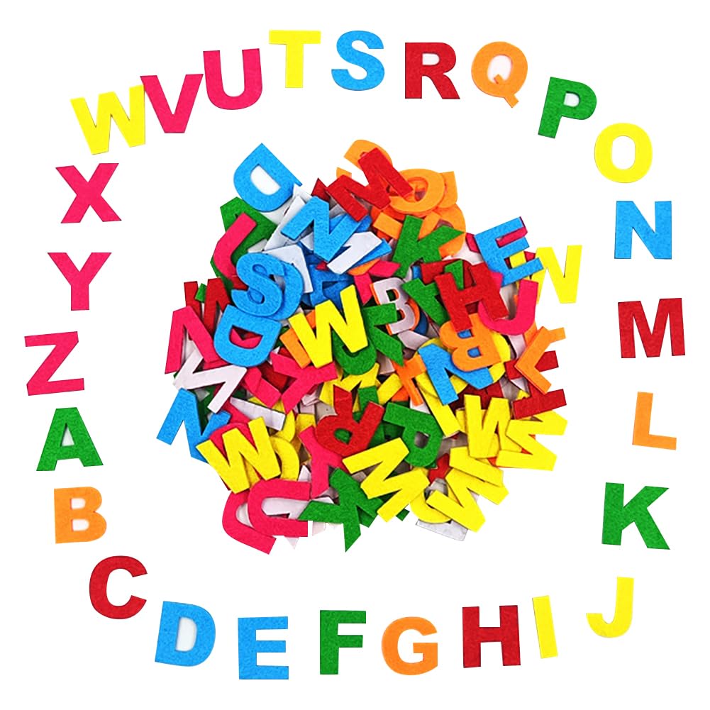 Hugede Multicolor 300 Pcs Felt Letters Stickers Self Adhesive Alphabet Stickers Colorful A-Z Sticky Letters Card Decorative Sticker Diy Craft Scrapbooking Sticker For Kids Classroom