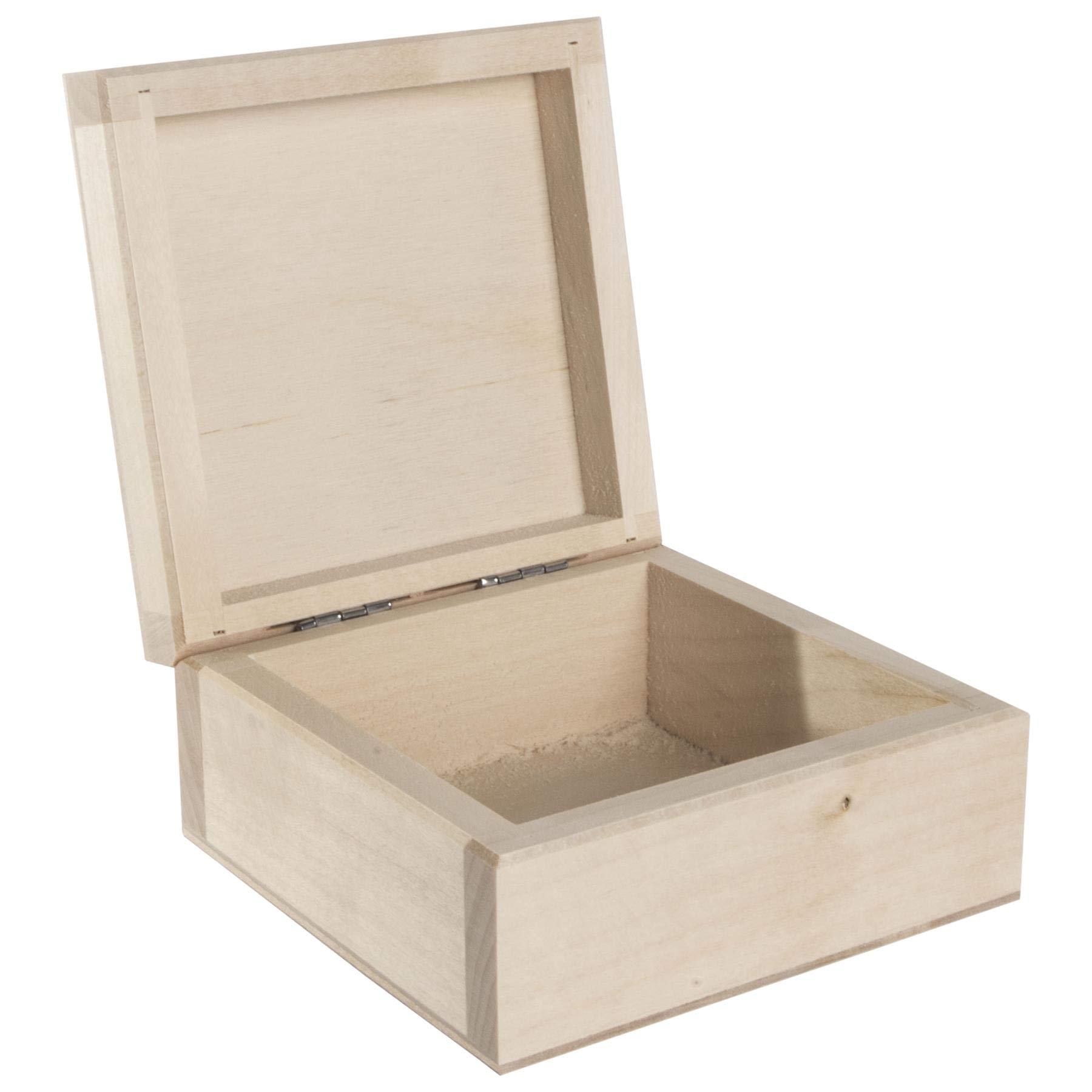 Woodeedoo Natural Small Unfinished Wooden Square Keepsake Storage Box – 10 X 10 X 5 Cm – Limewood Craft Box For Diy Projects Personalised Gifts Jewellery Trinkets Memory Keepsakes And Creative Decoration
