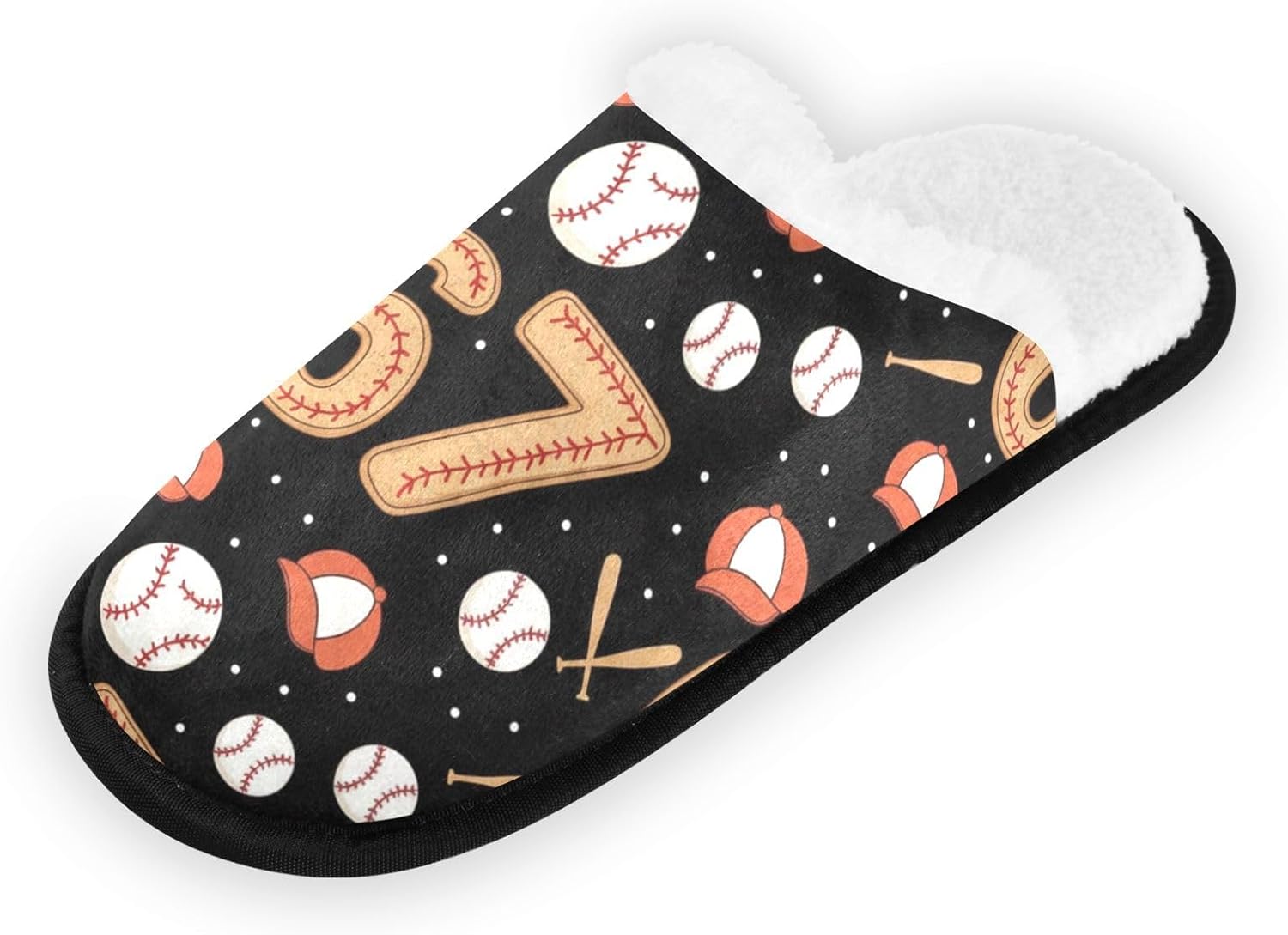 Baseball Brown 67 Slippers For Women Men Soft Memory Foam Non-Slip Design Winter Indoor House Shoes Travel Slipper - Image 2