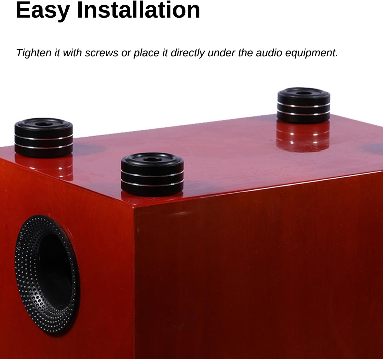 HiFi Aluminum Speaker Spike Stand Feet Pads, 1.6in*0.8in Speaker Isolation Feet, Audiophile Shock Absorber Feet for Amplifier, Turntables, DAC, Subwoofer, CD/DVD Players
