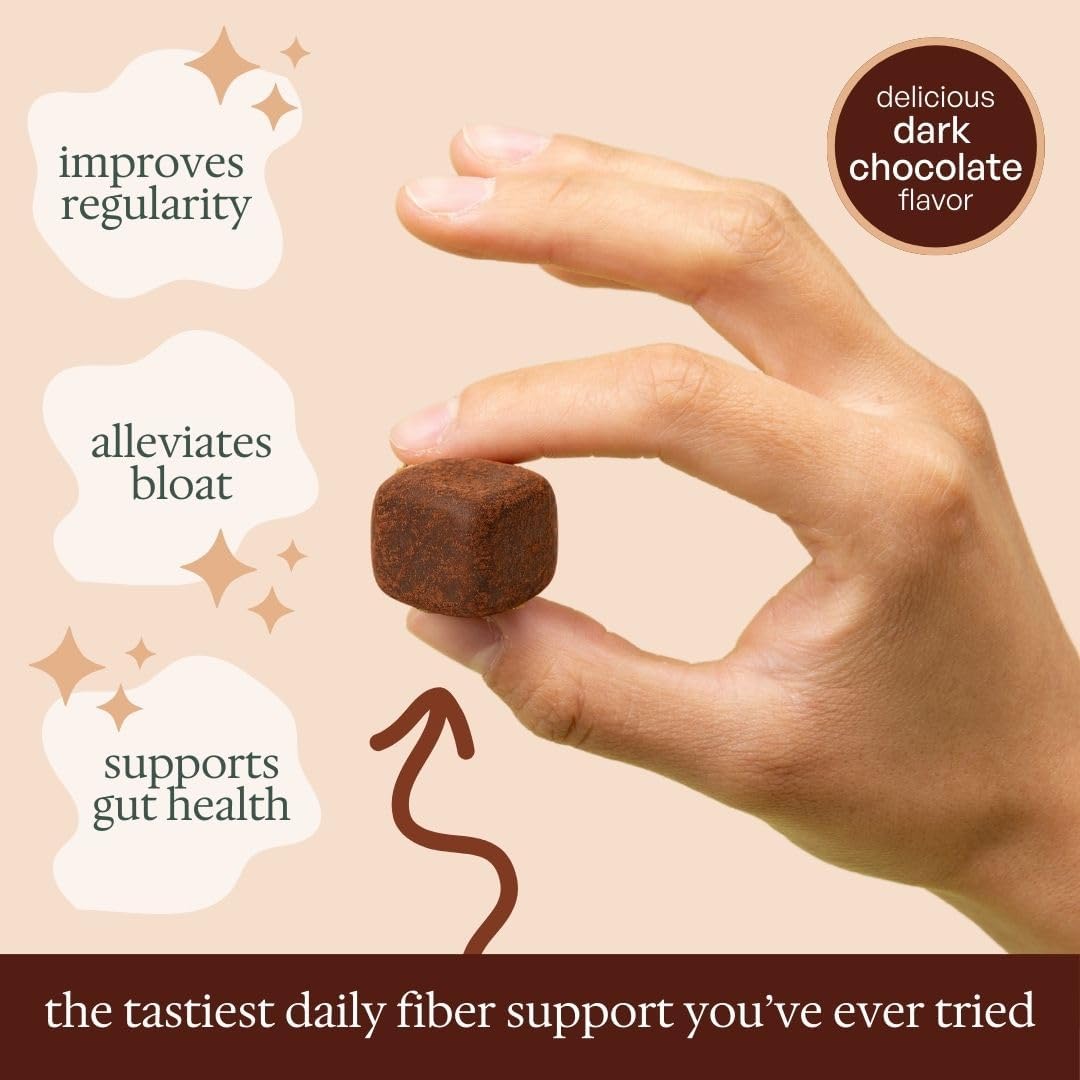 Fiome Fiber Bites - 5g Daily Fiber Supplement - Supports Regularity, Digestion and Gut Health - All Natural Ingredients, 30 Servings, Dark Chocolate Flavor