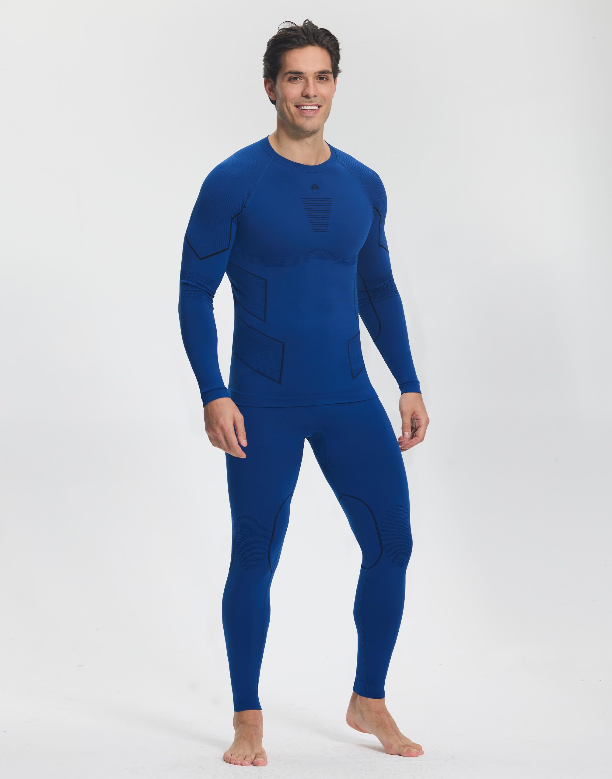Pioneer Camp Set di biancheria intima termica da uomo, materiale traspirante e caldo, senza cuciture, perfetta vestibilità, biancheria intima da sci, adatto per diversi sport e tempo libero