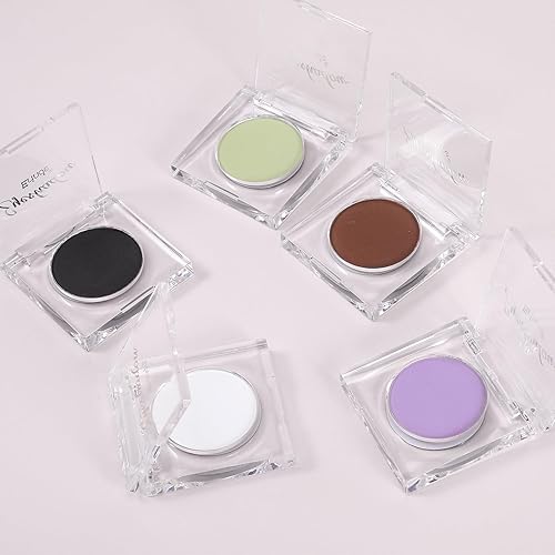 Miniatura 7 de Erinde Paleta de sombra de ojos mate blanca individual, sombra de ojos de terciopelo, maquillaje base de imprimación en polvo compacto, maquillaje