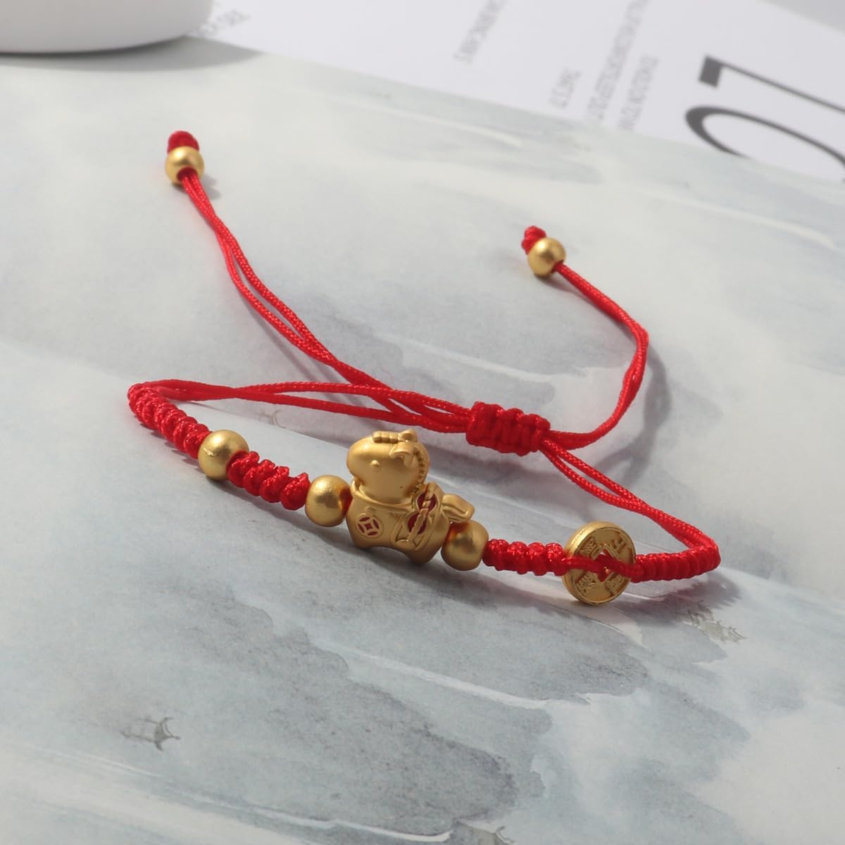 2PCS Chinese New Year of The Horse Bracelets Woven Gold Horse Black Red String Rope Bracelet Matching Zodiac Horses Braided Rope Bracelets Relationship Good Luck Blessing New Year Bracelet - Image 4