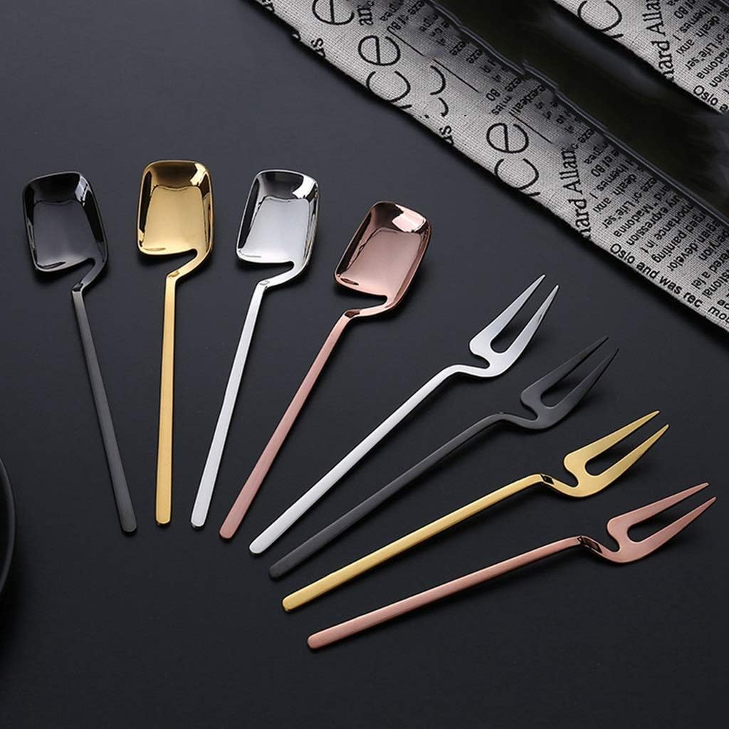 Tea Coffee Mixing Spoon Dessert Fruit Fork Home Kitchen Decorative Tableware Stainless Steel Spoon Long Handle Ice Cream Scoop