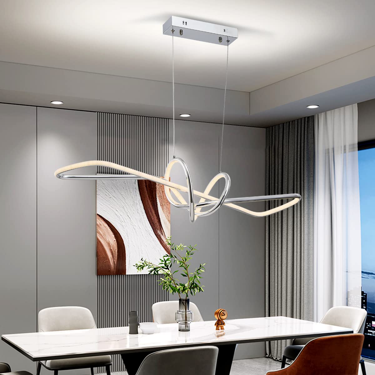 Pendant lights kitchen island LED 34'' avec télécommande 3 couleurs - 7