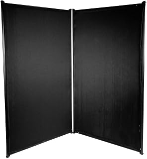Rockville RAPFAB Black DJ Facade Extension (2 Panels), Lightweight Aluminum, 360-Degree Rotation, Fire-Retardant Scrim, Portable, for Mobile DJs and Event Planners