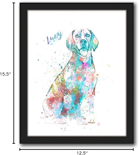 Vista 145 de Regalo personalizado para perros y amantes de los perros. Estilo acuarela. (lienzo enmarcado de 20 x 25 pulgadas, Golden Retriever)