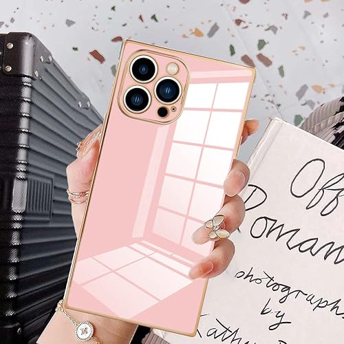 Miniatura 6 de KANGHAR Funda cuadrada compatible con iPhone 13 Pro Max de lujo con bonito diseño galvanizado, funda cuadrada de cuerpo completo, antiarañazos, a