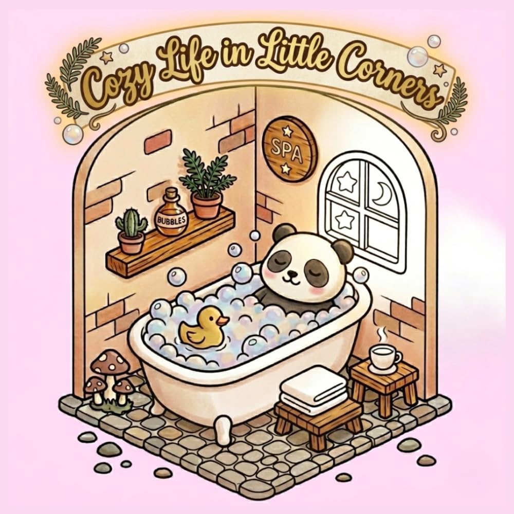 Cozy Life in Little Corners: An Aesthetic Coloring Journey with Cute Creatures in Tiny Spaces