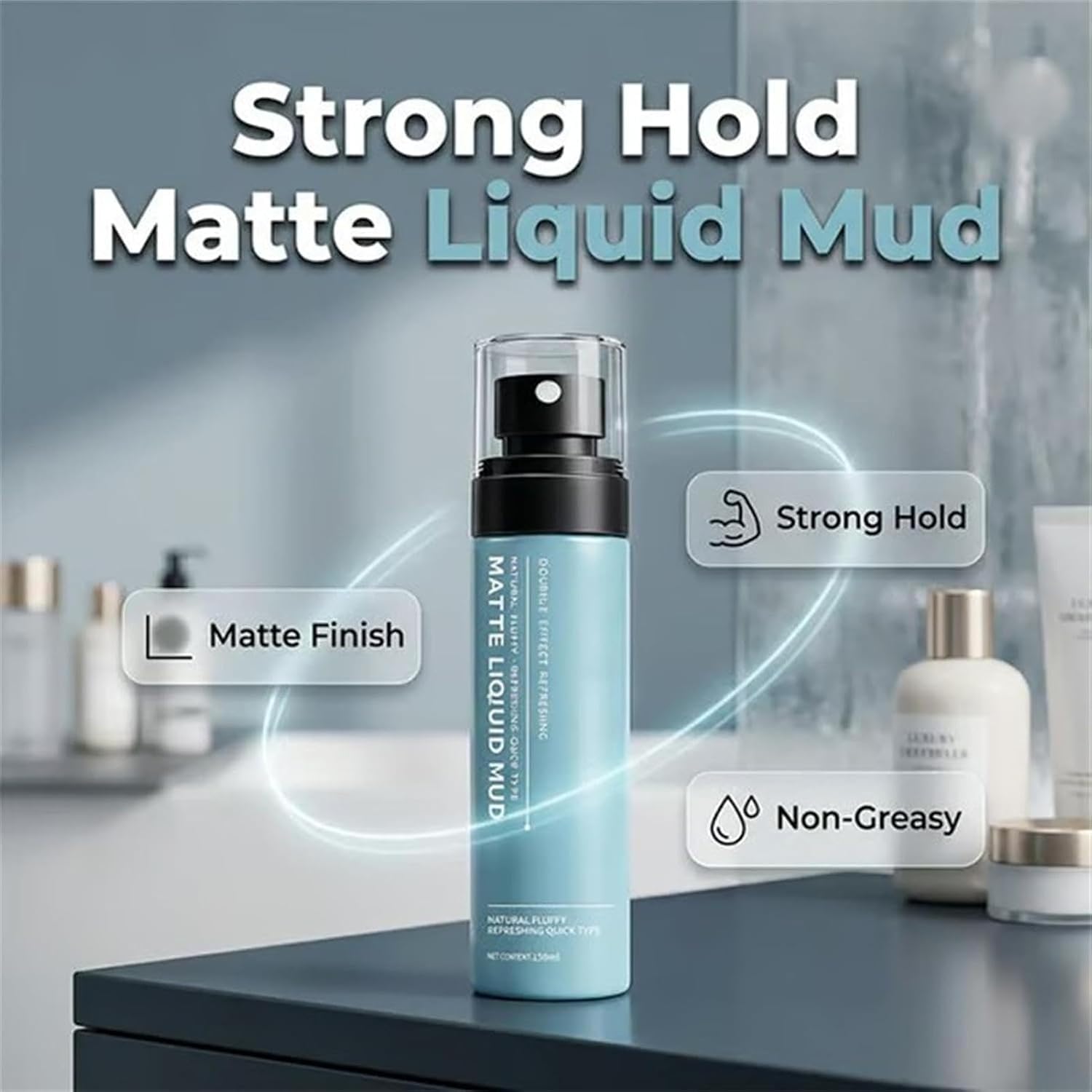 Argilla liquida opaca ad asciugatura rapida per definire i capelli, Argilla liquida opaca ad asciugatura forte per definire i capelli, Spray modellante effetto fango 150 ml, Tenuta extra forte