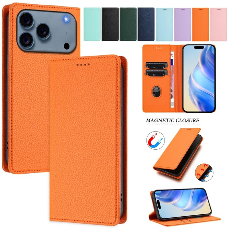 Étui iPhone 17 Pro portefeuille cuir bleu rabat aimanté - 2