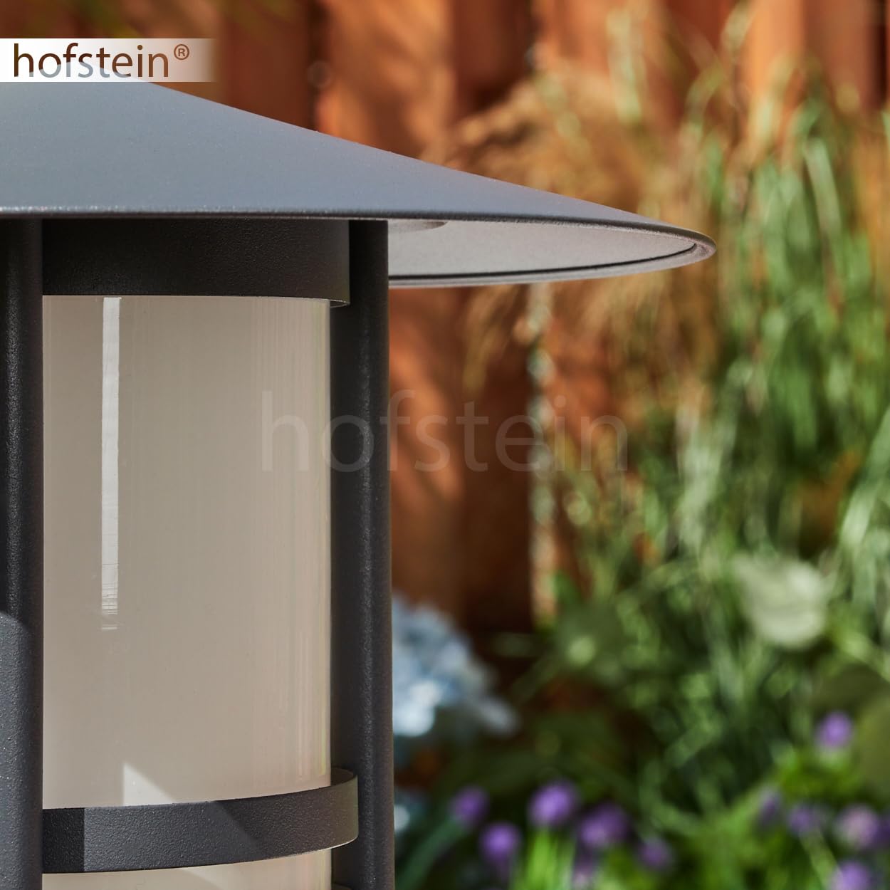 HOFSTEIN Außenstehleuchte Fukoka, Außenwegeleuchte aus Metall/Milchglas in Anthrazit, Wechselglas Klar, moderne Wegeleuchte im Retro/Vintage-Design für Garten, Außenbereich, Terrasse, 101cm, E27, IP44