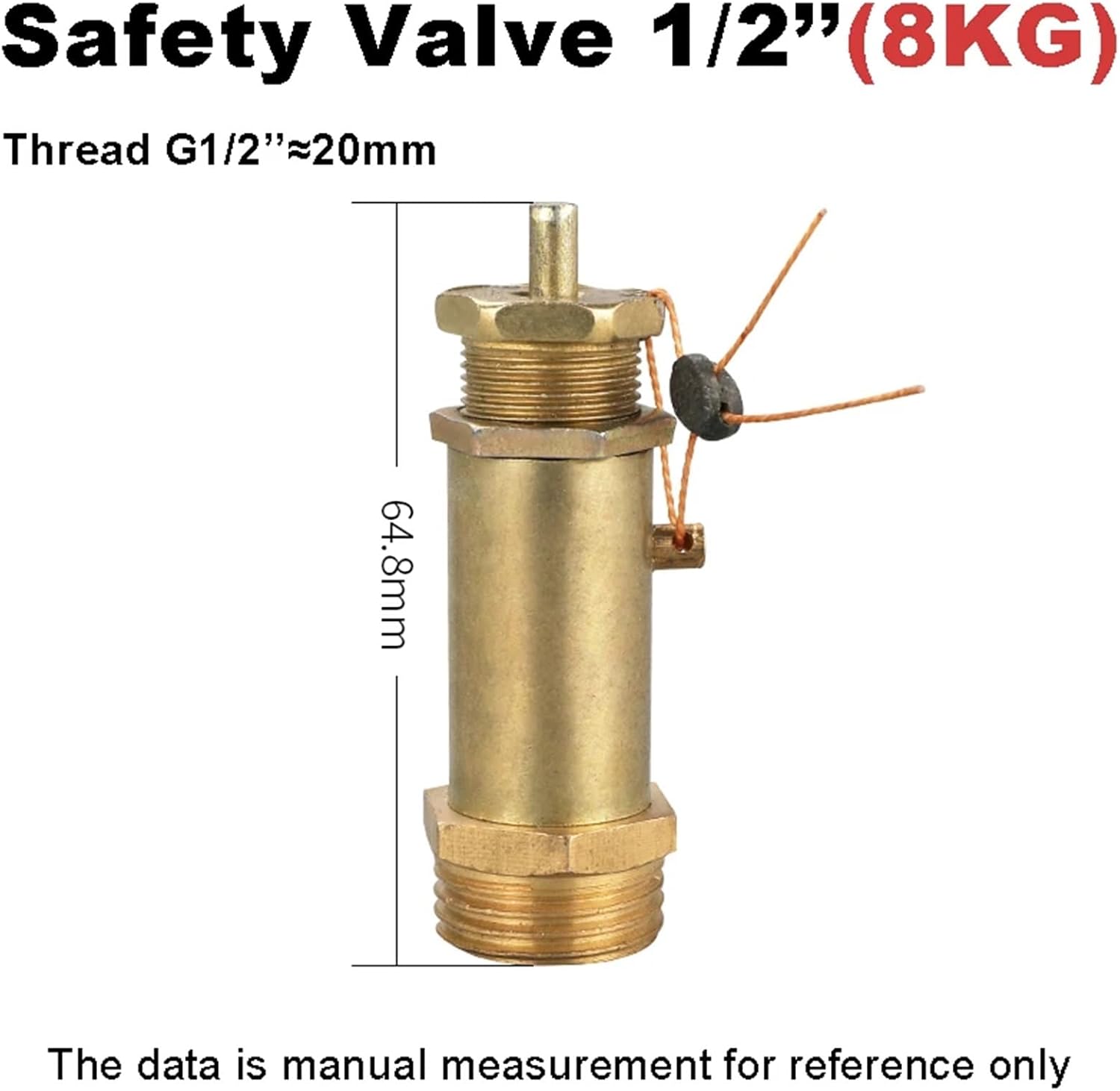 Pump Air Compressor Valve 0.8Mpa 8KG Spring Loaded Exhaust Valve G1/4 G3/8 G1/2 1Pcs(SAFETY VALVE 1I2)