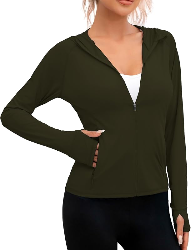 Women's Sun Protection Hoodie Jacket UPF 50+ Athletic Long Sleeve Running Hikking Shirts with Pocket