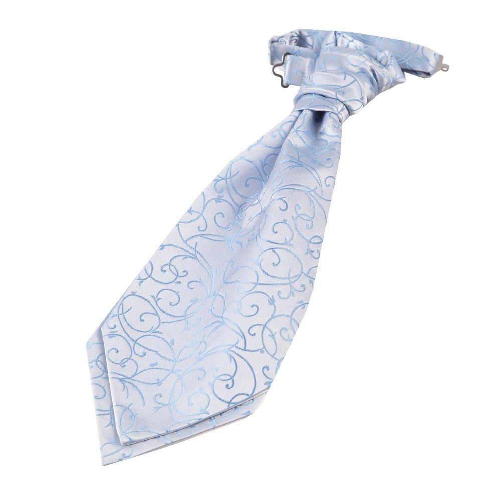 DQT Boys Swirl Floral Pre-Tied Scrunchie Cravat - Wedding Pageboy Formal - Baby Blue